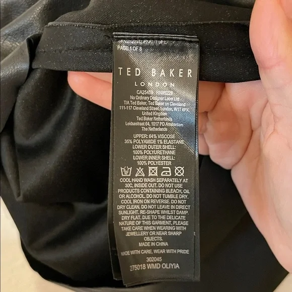 TED BAKER Oliyia Short Sleeve A Line Faux black Leather Mini Dress US Size 8 - Picture 12 of 12